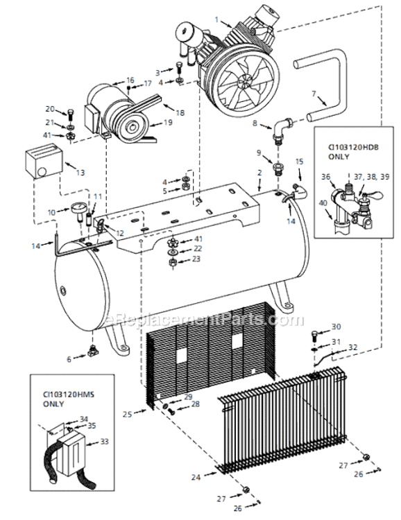 Page A Diagram and Parts List for CI103080H5 1999 Campbell Hausfeld Compressor